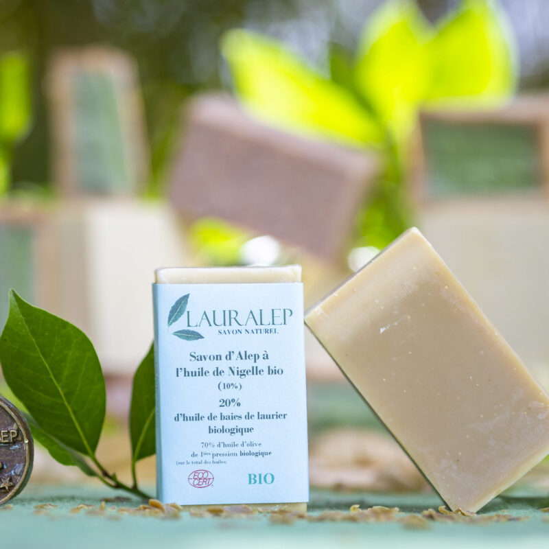 Savon d’Alep bio (nigelle & laurier) – Lauralep